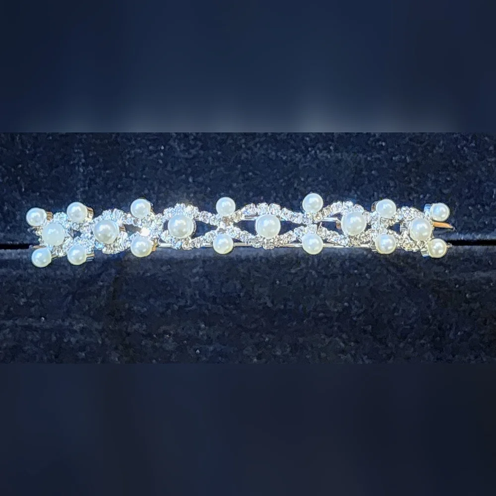 Faux Pearls and Rhinestones Silver toned Tiera Wedding Bridal Flower Girl